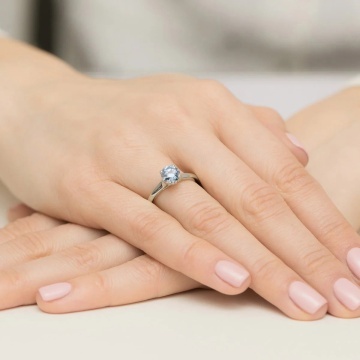 Inel Aur 9K cu Diamante Albastre de Laborator 1.07 ct - Img 8