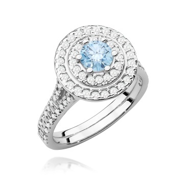Inel Aur 9K cu Diamante Albastre de Laborator 1.11 ct - Img 5