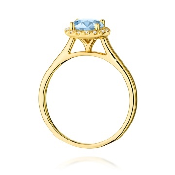 Inel Aur 9K cu Diamante Albastre de Laborator 1.14 ct - Img 3
