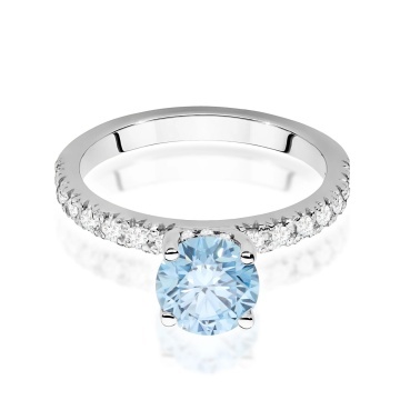 Inel Aur 9K cu Diamante Albastre de Laborator 1.26 ct - Img 6