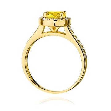 Inel Aur 9K cu Diamante Galbene de Laborator 1.38 ct - Img 3