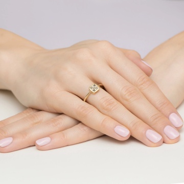 Inel Aur 9K cu Diamante Naturale Albe si Negre 0.13 ct - Img 4