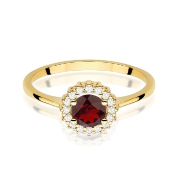 Inel Aur 9K cu Granat 0.60 ct si Diamante Naturale 0.14 ct - Img 2