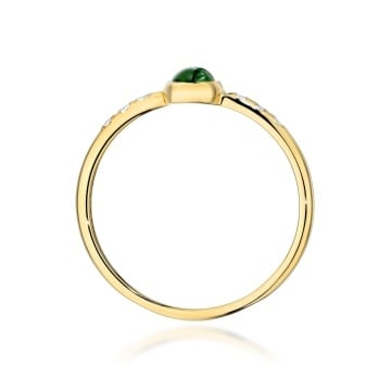 Inel Aur 9K cu Green Tourmaline 0.30 ct si Diamante Naturale 0.03 ct - Img 3