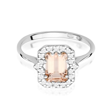 Inel Aur 9K cu Morganit 1.00 ct si Diamante Naturale 0.17 ct - Img 7