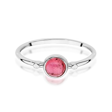 Inel Aur 9K cu Pink Tourmaline 0.60 ct si Diamante Naturale 0.01 ct - Img 8