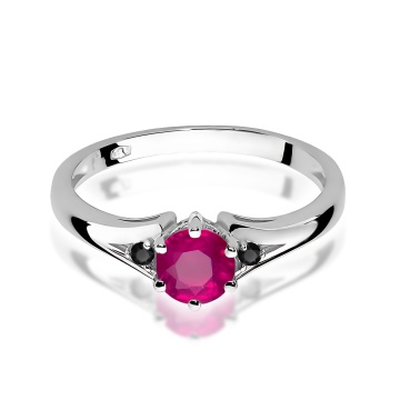 Inel Aur 9K cu Rhodolite 0.60 ct si Diamante Naturale Negre 0.03 ct - Img 5