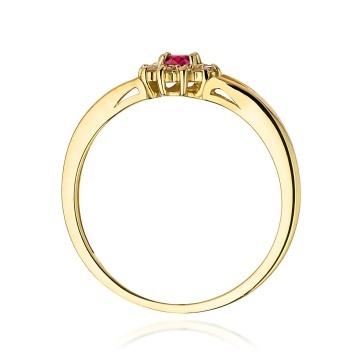 Inel Aur 9K cu Rubin 0.15 ct si Diamante Naturale 0.09 ct - Img 3