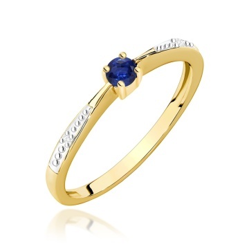 Inel Aur 9K cu Safir 0.15 ct si Diamante Naturale 0.01 ct - Img 1
