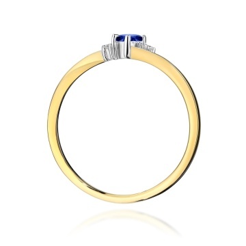 Inel Aur 9K cu Safir 0.15 ct si Diamante Naturale 0.02 ct - Img 3