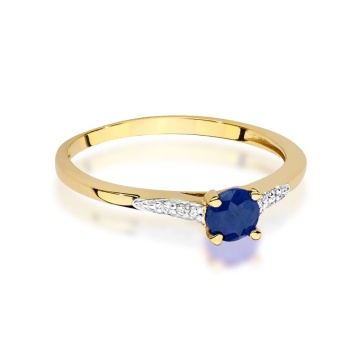 Inel Aur 9K cu Safir 0.30 ct si Diamante Naturale 0.03 ct - Img 2