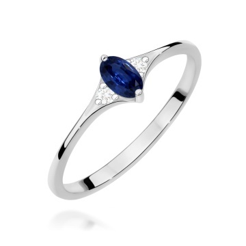 Inel Aur 9K cu Safir 0.30 ct si Diamante Naturale 0.04 ct - Img 5