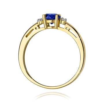 Inel Aur 9K cu Safir 0.50 ct si Diamante Naturale 0.03 ct - Img 3