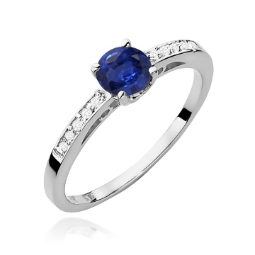 Inel Aur 9K cu Safir 0.50 ct si Diamante Naturale 0.05 ct - Img 5