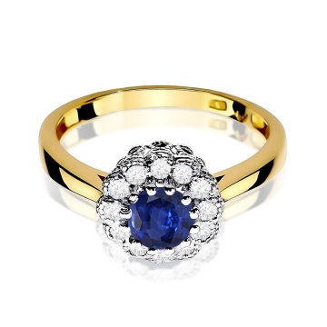 Inel Aur 9K cu Safir 0.50 ct si Diamante Naturale 0.17 ct - Img 8