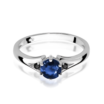 Inel Aur 9K cu Safir 0.50 ct si Diamante Naturale Negre 0.03 ct - Img 5