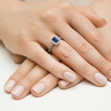 Inel Aur 9K cu Safir 0.60 ct si Diamante Naturale 0.22 ct - Img 8