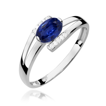 Inel Aur 9K cu Safir 0.70 ct si Diamante Naturale 0.05 ct - Img 5