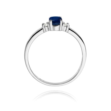 Inel Aur 9K cu Safir 0.70 ct si Diamante Naturale 0.08 ct - Img 5