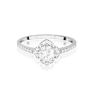 Inel Aur 9K cu Safir Alb 0.60 ct si Diamante Naturale 0.13 ct - Img 6