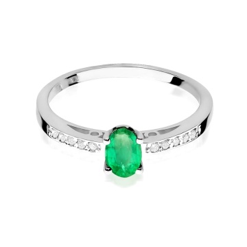 Inel Aur 9K cu Smarald 0.40 ct si Diamante Naturale 0.05 ct - Img 5