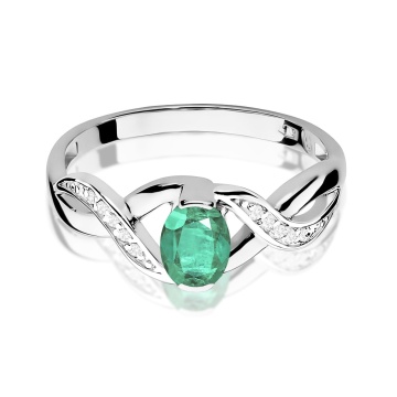 Inel Aur 9K cu Smarald 0.40 ct si Diamante Naturale 0.05 ct - Img 6