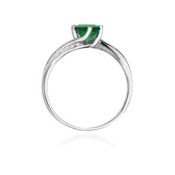 Inel Aur 9K cu Smarald 0.50 ct si Diamante Naturale 0.05 ct - Img 7