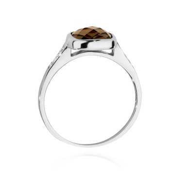 Inel Aur 9K cu Smoky Quartz 2.00 ct si Diamante Naturale 0.03 ct - Img 6