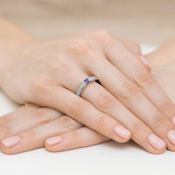 Inel Aur 9K cu Tanzanit 0.15 ct si Diamante Naturale 0.09 ct - Img 8