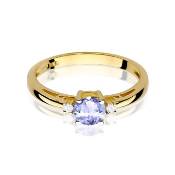 Inel Aur 9K cu Tanzanit 0.50 ct si Diamante Naturale 0.03 ct - Img 2