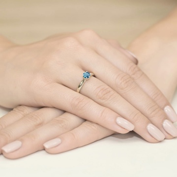 Inel Aur 9K cu Topaz London Blue 0.50 ct si Diamante Naturale 0.01 ct - Img 8