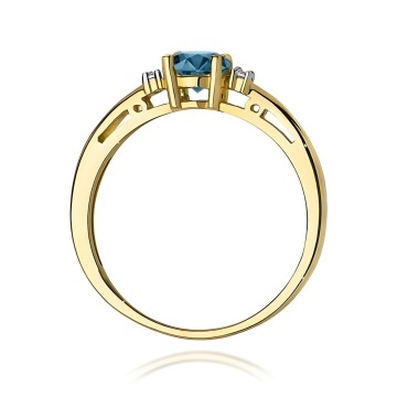 Inel Aur 9K cu Topaz London Blue 0.50 ct si Diamante Naturale 0.03 ct - Img 3