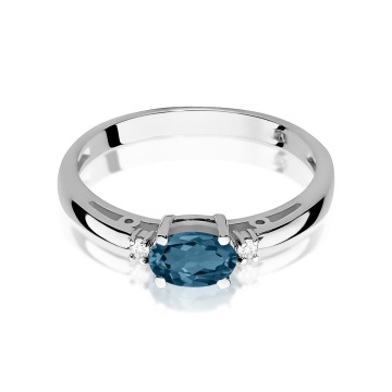 Inel Aur 9K cu Topaz London Blue 0.50 ct si Diamante Naturale 0.03 ct - Img 6