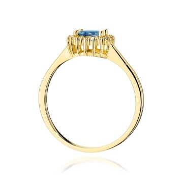 Inel Aur 9K cu Topaz London Blue 0.50 ct si Diamante Naturale 0.14 ct - Img 3