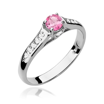 Inel Aur 9K cu Topaz Roz 0.30 ct si Diamante Naturale 0.10 ct - Img 5
