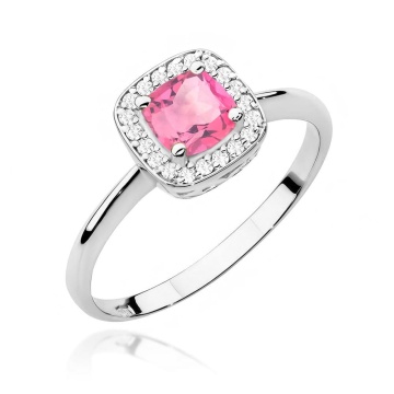 Inel Aur 9K cu Topaz Roz 0.65 ct si Diamante Naturale 0.10 ct - Img 4