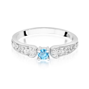 Inel Aur 9K cu Topaz Swiss 0.15 ct si Diamante Naturale 0.03 ct - Img 6