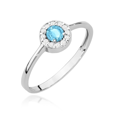Inel Aur 9K cu Topaz Swiss 0.25 ct si Diamante Naturale 0.10 ct - Img 5