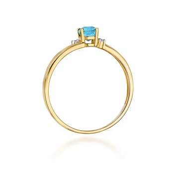 Inel Aur 9K cu Topaz Swiss 0.50 ct si Diamante Naturale 0.03 ct - Img 3