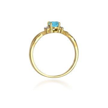 Inel Aur 9K cu Topaz Swiss 0.50 ct si Diamante Naturale 0.05 ct - Img 3
