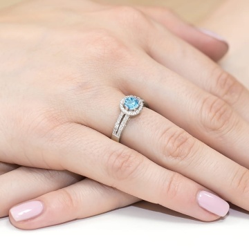 Inel Aur 9K cu Topaz Swiss 0.50 ct si Diamante Naturale 0.20 ct - Img 7