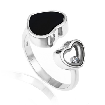 Inel Black Heart din Argint 925 3.8g