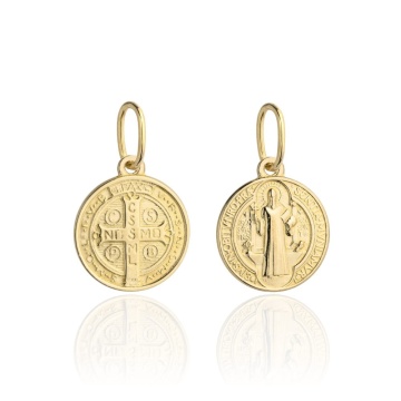 Medalion Banut Aur 14k cu Sfantul Benedict - Img 2