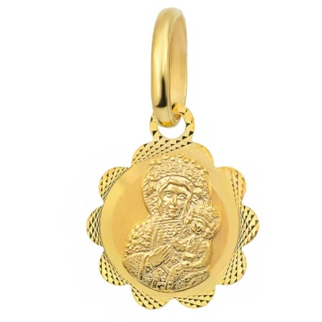 Medalion Floare Aur 14k cu Fecioara Maria si Iisus - Img 2