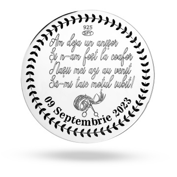 Moneda pentru Mot/Botez 3cm din Argint 925 personalizabila - Img 6