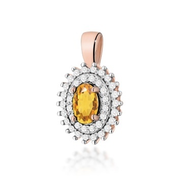 Pandantiv Aur 14K cu Citrin 0.60 ct si Diamante Naturale 0.19 ct - Img 5