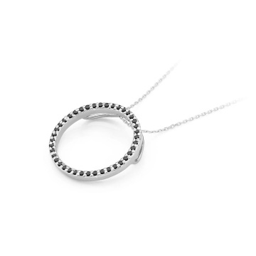Pandantiv Aur 14K cu Diamante Naturale Negre 0.20 ct - Img 5