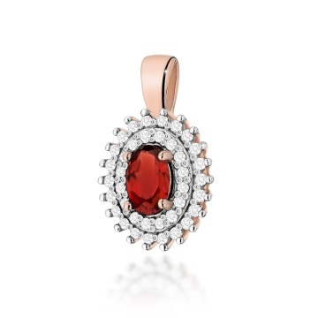 Pandantiv Aur 14K cu Granat 0.50 ct si Diamante Naturale 0.19 ct - Img 5