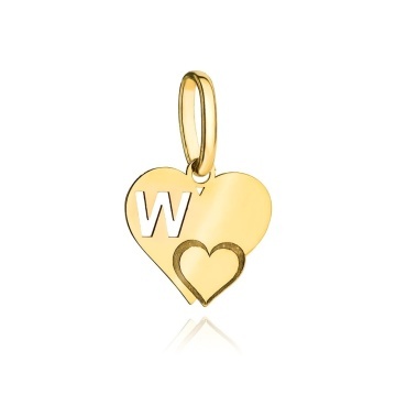 Pandantiv Aur 14k cu Inimioare si Litera W - Img 2