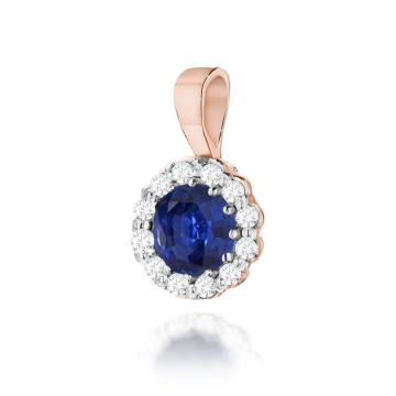 Pandantiv Aur 14K cu Safir 0.50 ct si Diamante Naturale 0.10 ct - Img 3